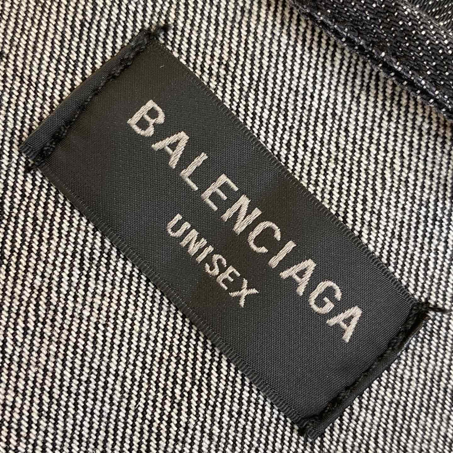 Balenciaga Logo Rhinestone Embellished Denim Jacket - FashionPlug