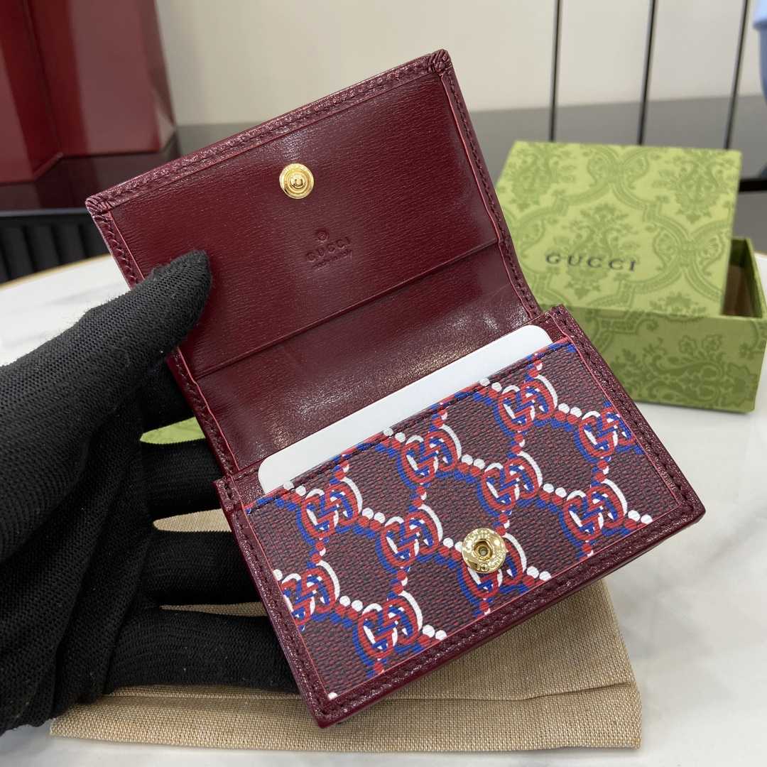 Gucci Card Case Wallet With GG Shadow - FashionPlug