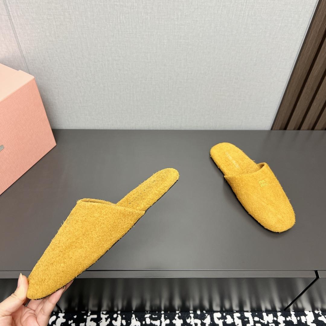 Miu Miu Suede Slippers - FashionPlug