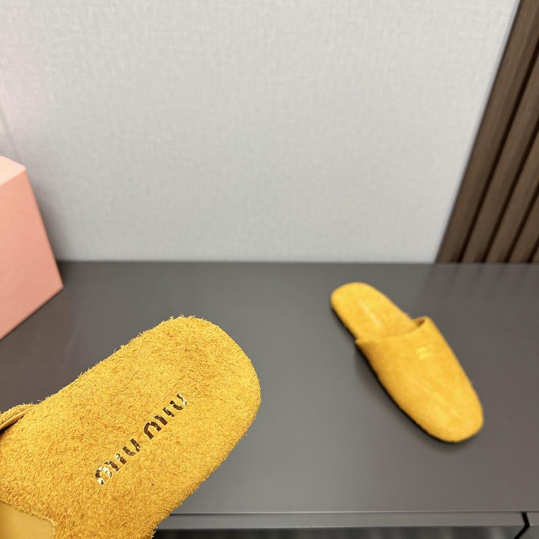 Miu Miu Suede Slippers - FashionPlug