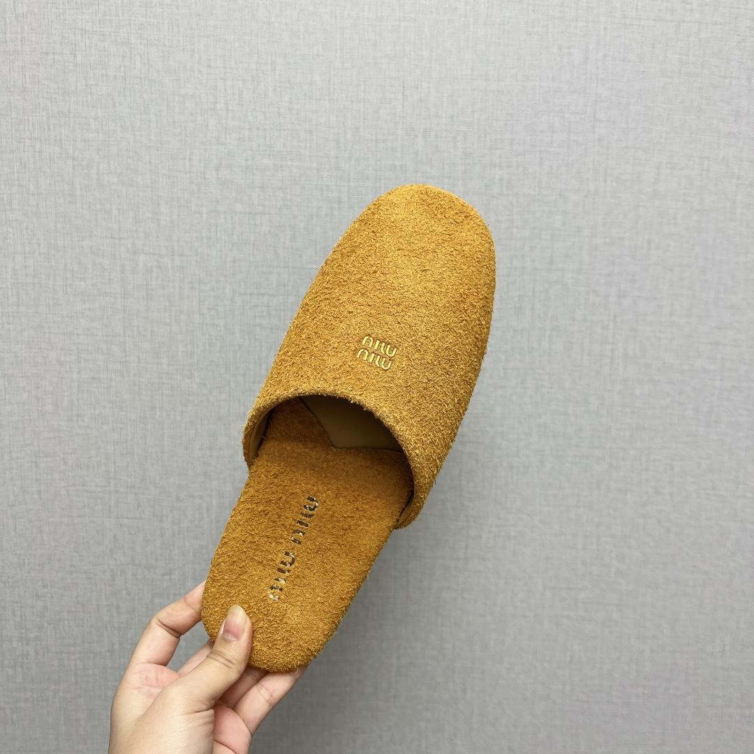 Miu Miu Suede Slippers - FashionPlug
