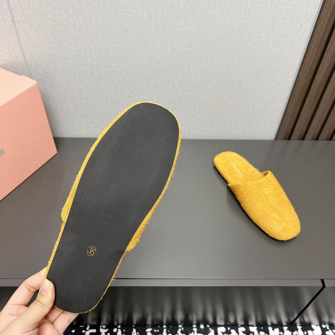 Miu Miu Suede Slippers - FashionPlug