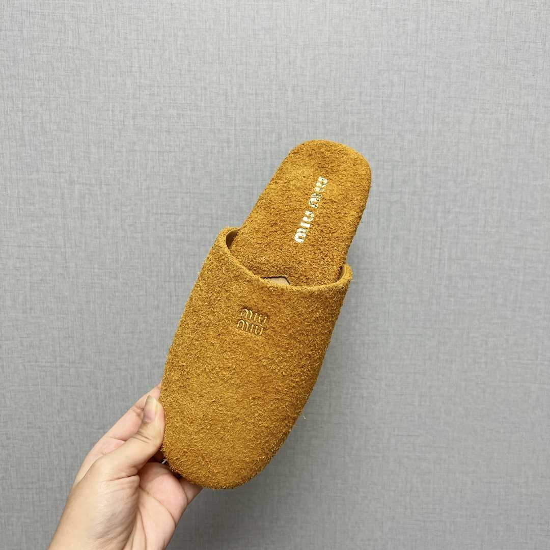 Miu Miu Suede Slippers - FashionPlug