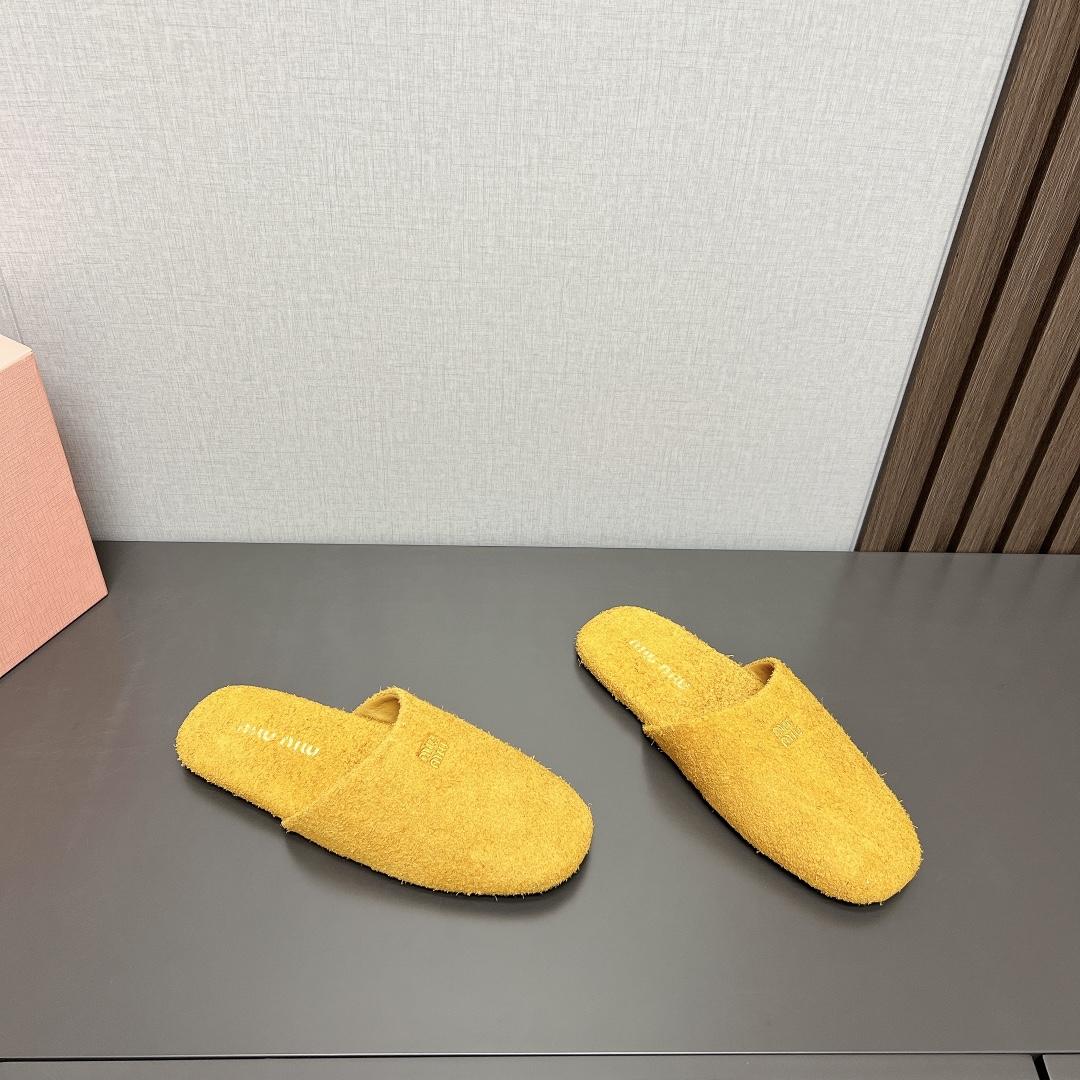 Miu Miu Suede Slippers - FashionPlug