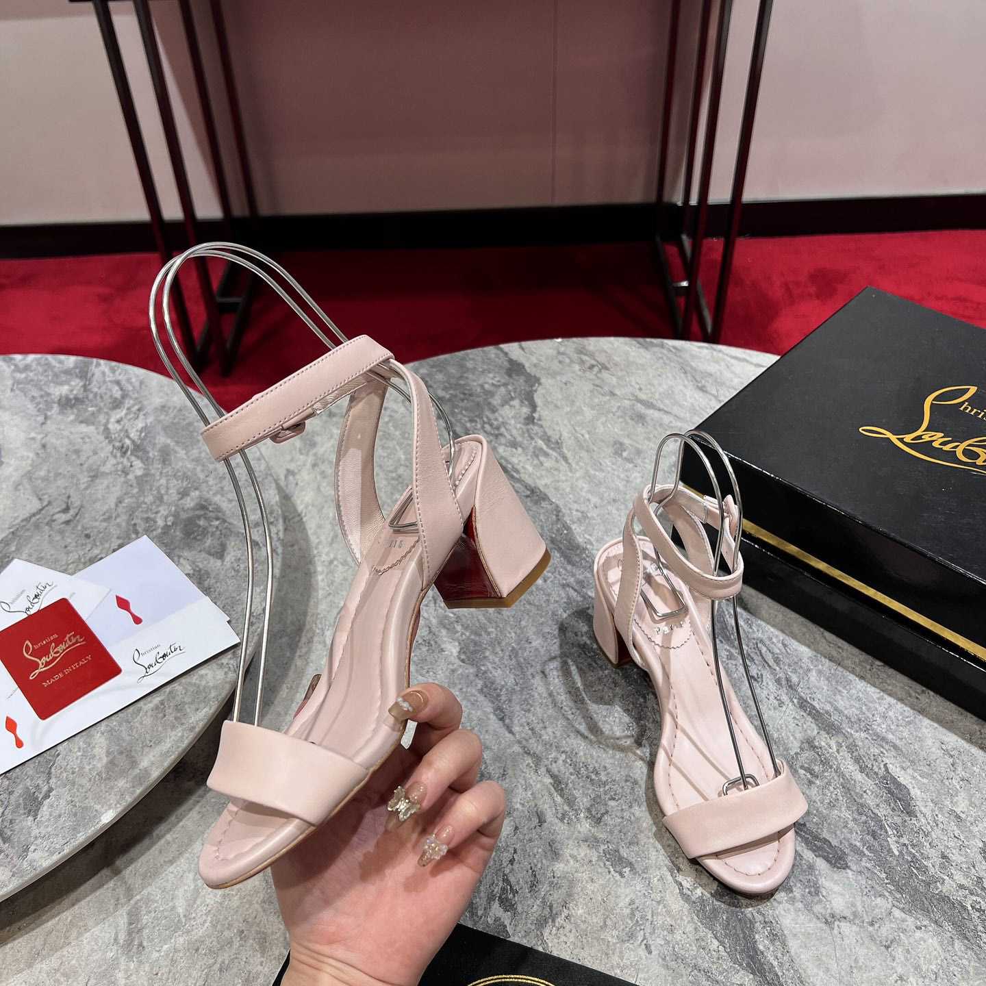 Christian Louboutin  Pink Lin Miss Sabina 55 Sandals - FashionPlug
