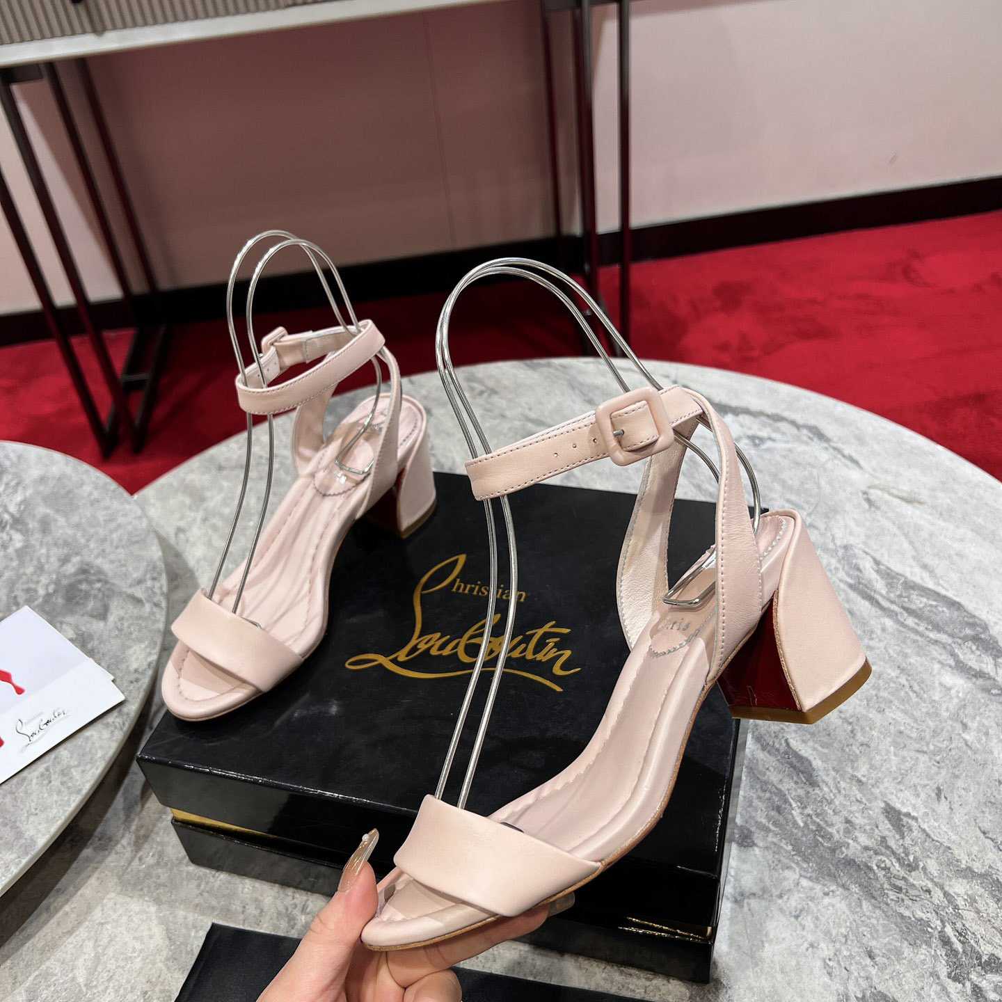 Christian Louboutin  Pink Lin Miss Sabina 55 Sandals - FashionPlug