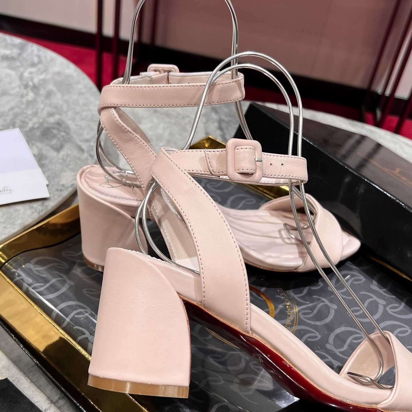 Christian Louboutin  Pink Lin Miss Sabina 55 Sandals - FashionPlug