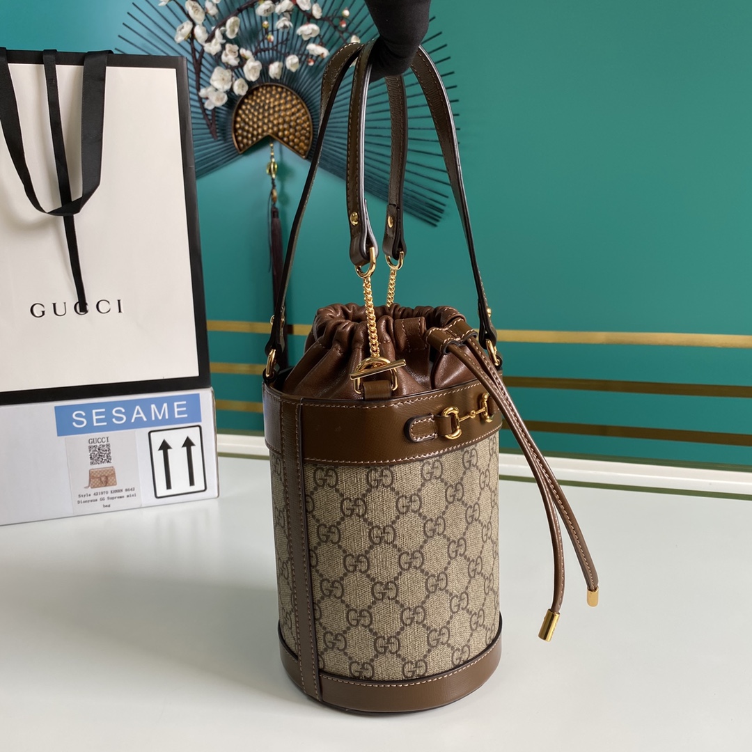 Gucci Horsebit 1955 Small Bucket Bag 'Beige'  (16-14-14cm) - FashionPlug