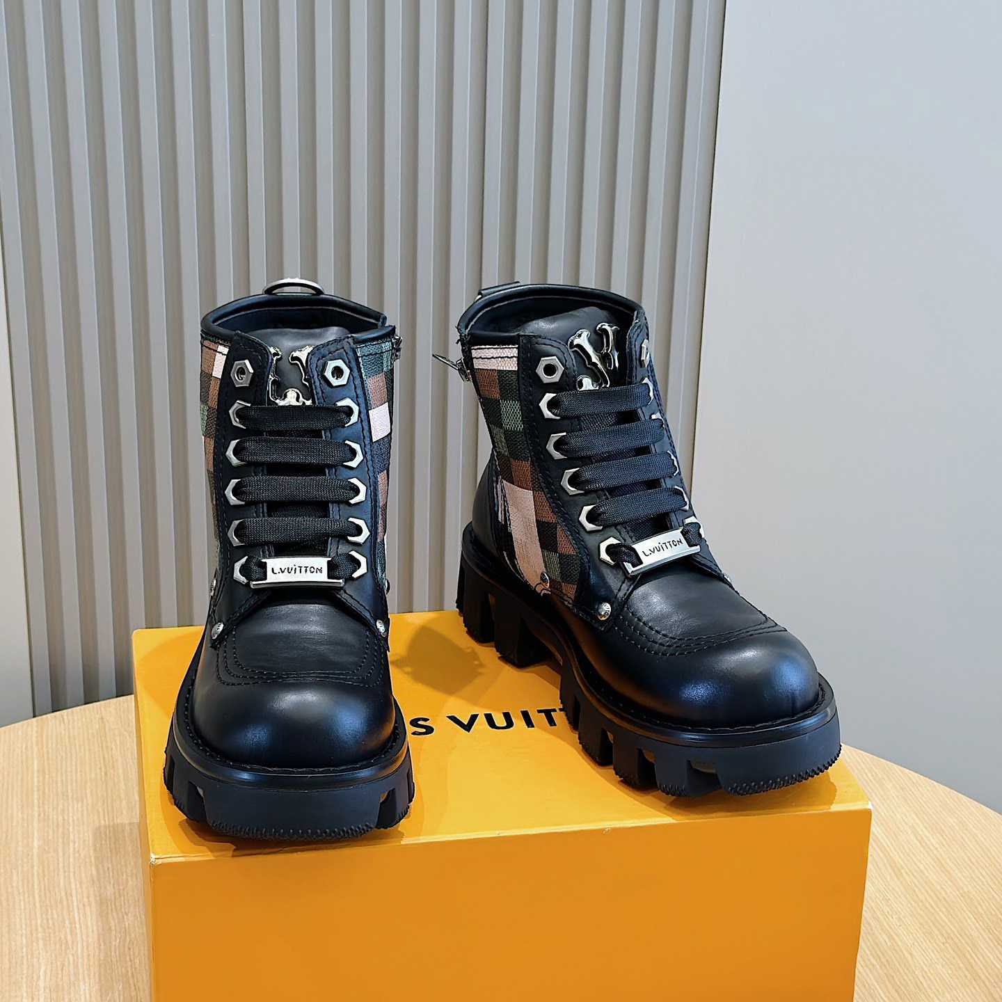 Louis Vuitton LV Checker Combat Boot   1ACNEX - FashionPlug