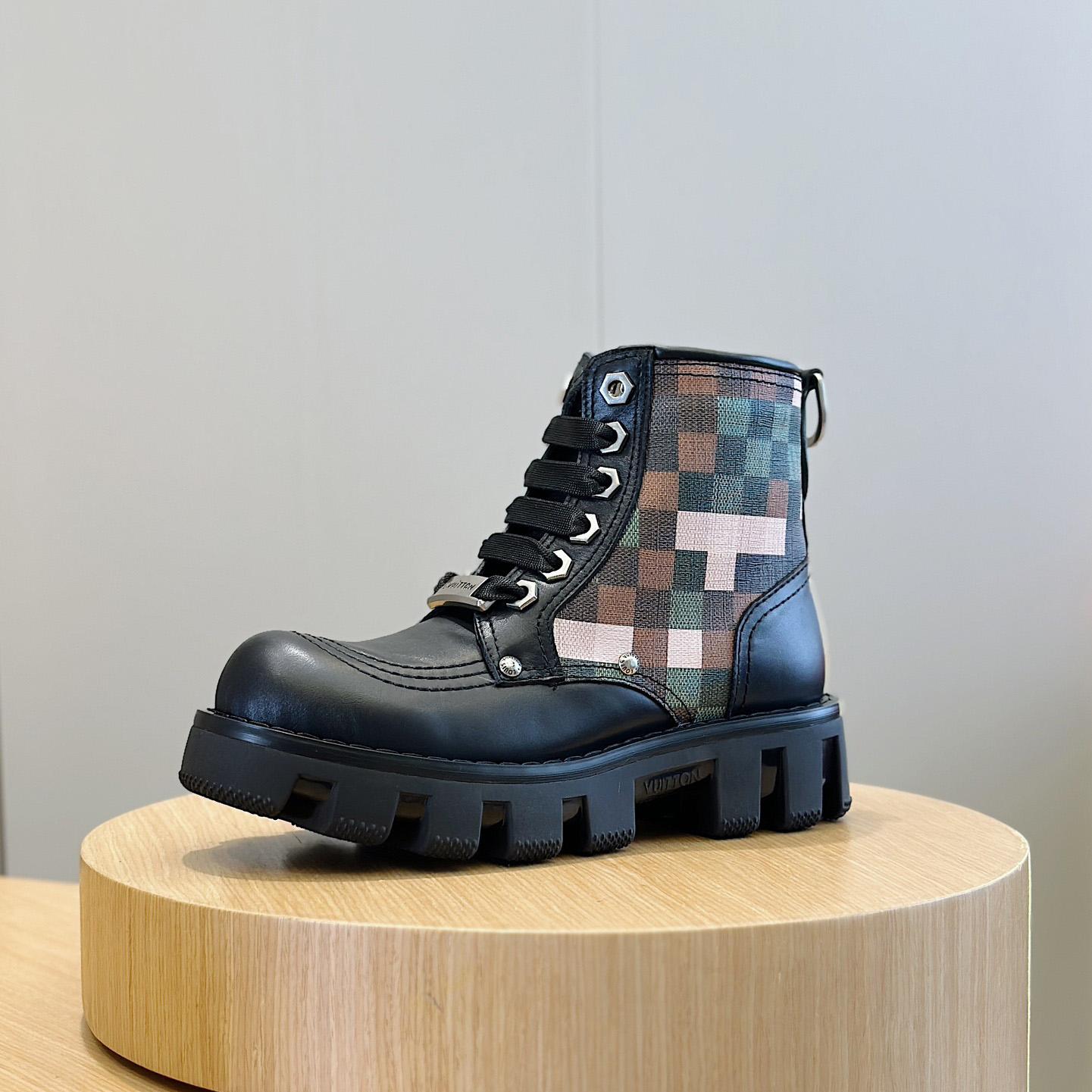 Louis Vuitton LV Checker Combat Boot   1ACNEX - FashionPlug