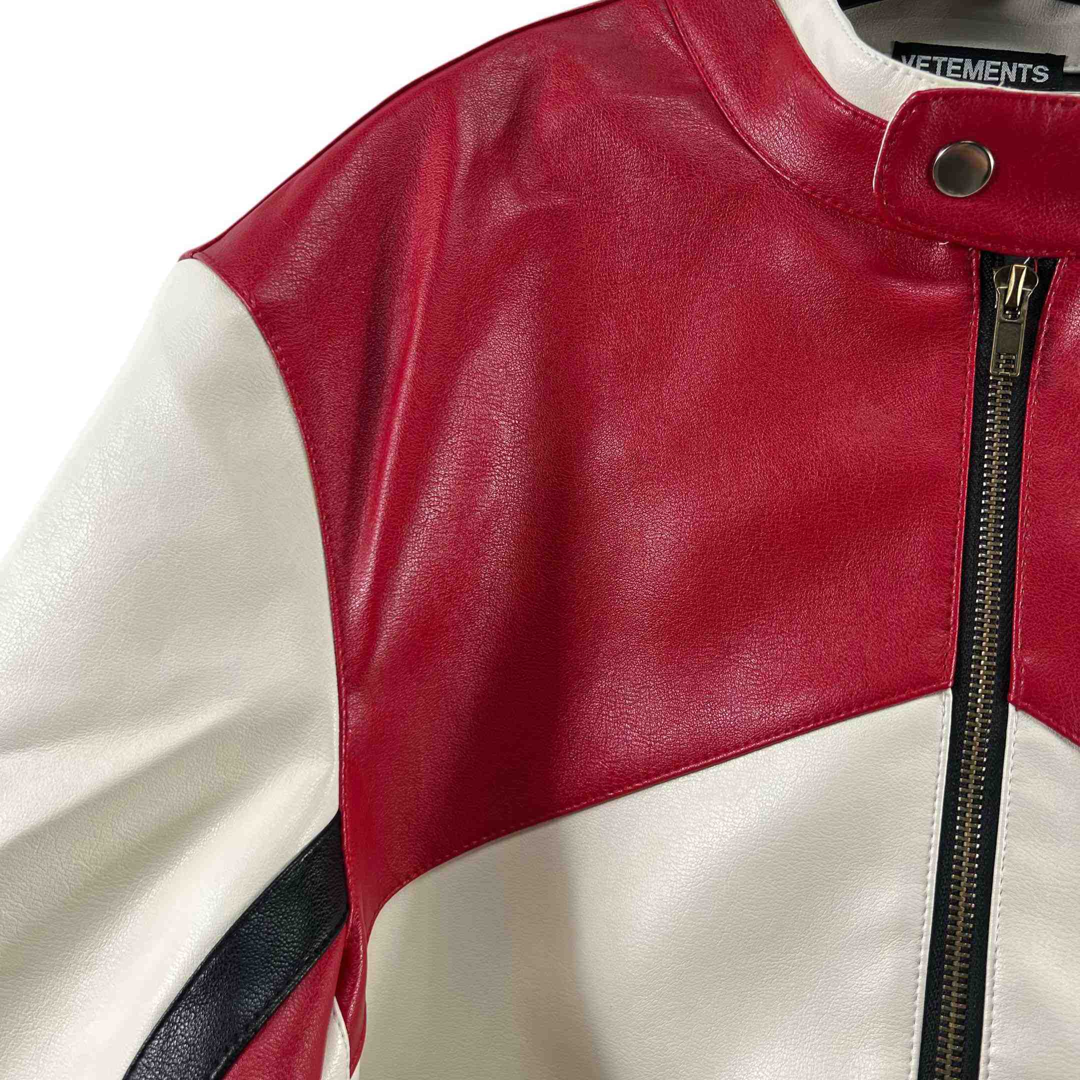 Vetements Tricolor Leather Racing Jacket - FashionPlug