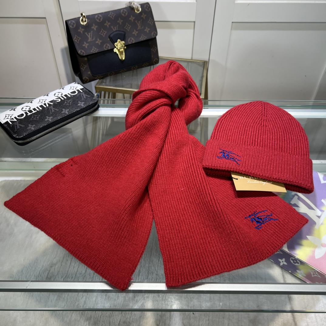 Burberry KD-embroidered Ribbed-knit Scarf & Beanie - FashionPlug