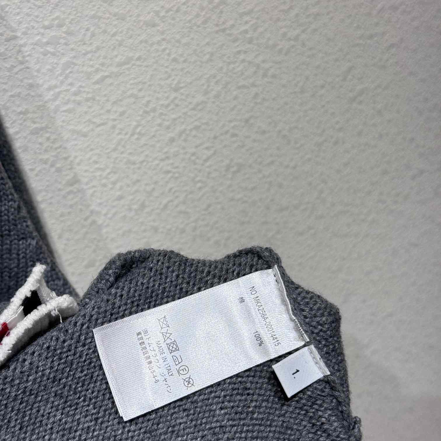 Thom Browne Cotton Hector Pointelle 4-bar V-neck Cardigan - FashionPlug