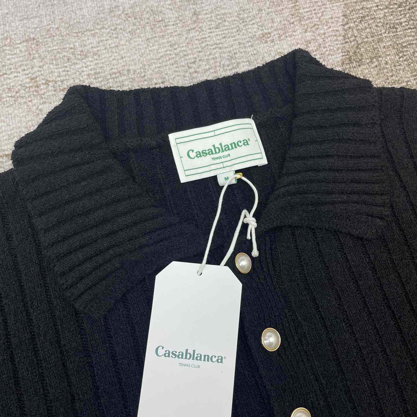 Casablanca  Ribbed Bouclé Cotton-Blend Polo Shirt   D0066 - FashionPlug