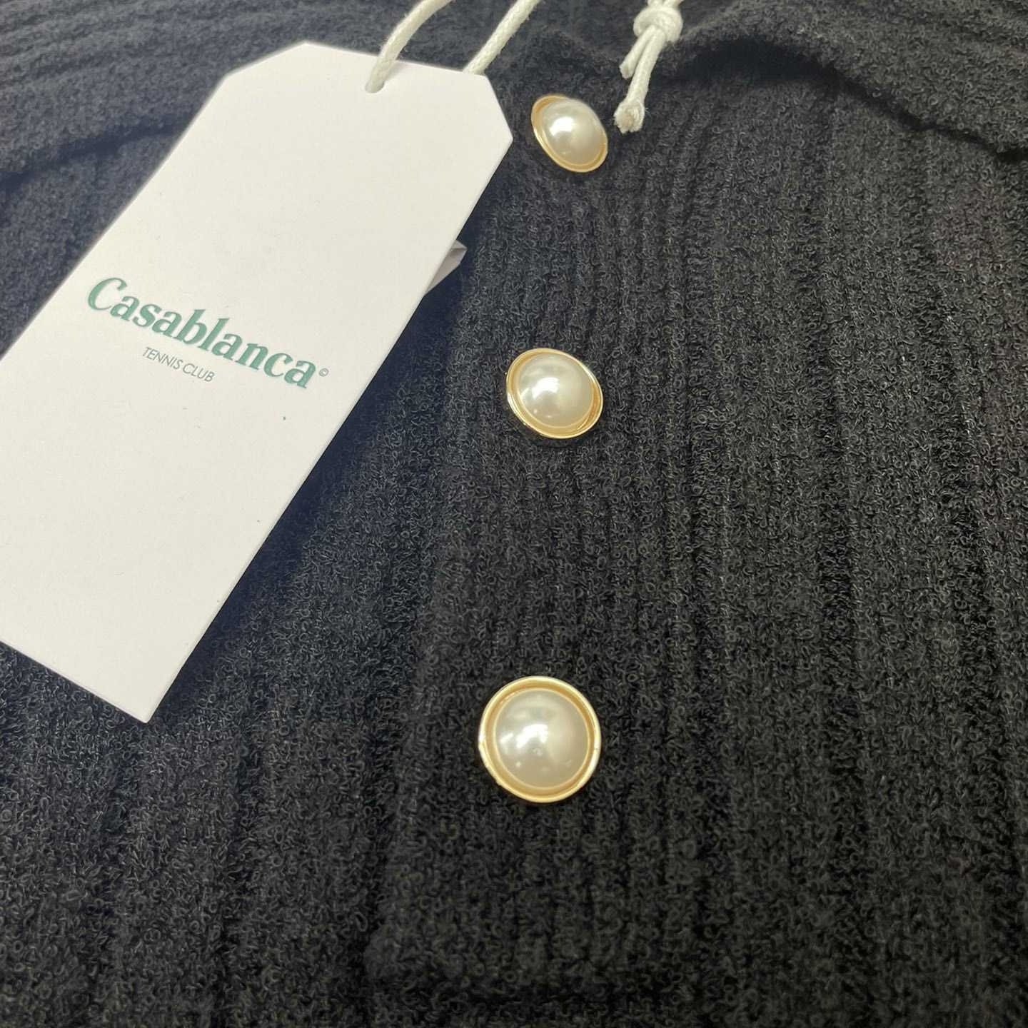 Casablanca  Ribbed Bouclé Cotton-Blend Polo Shirt   D0066 - FashionPlug