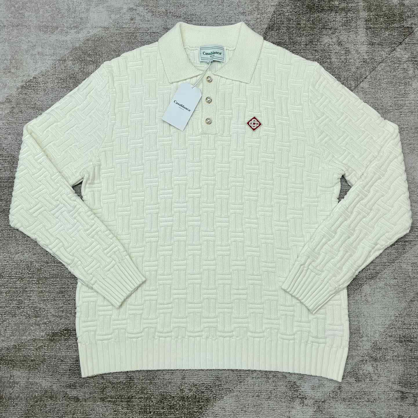 Casablanca Column Stitch Wool Knit Polo  D0064 - FashionPlug