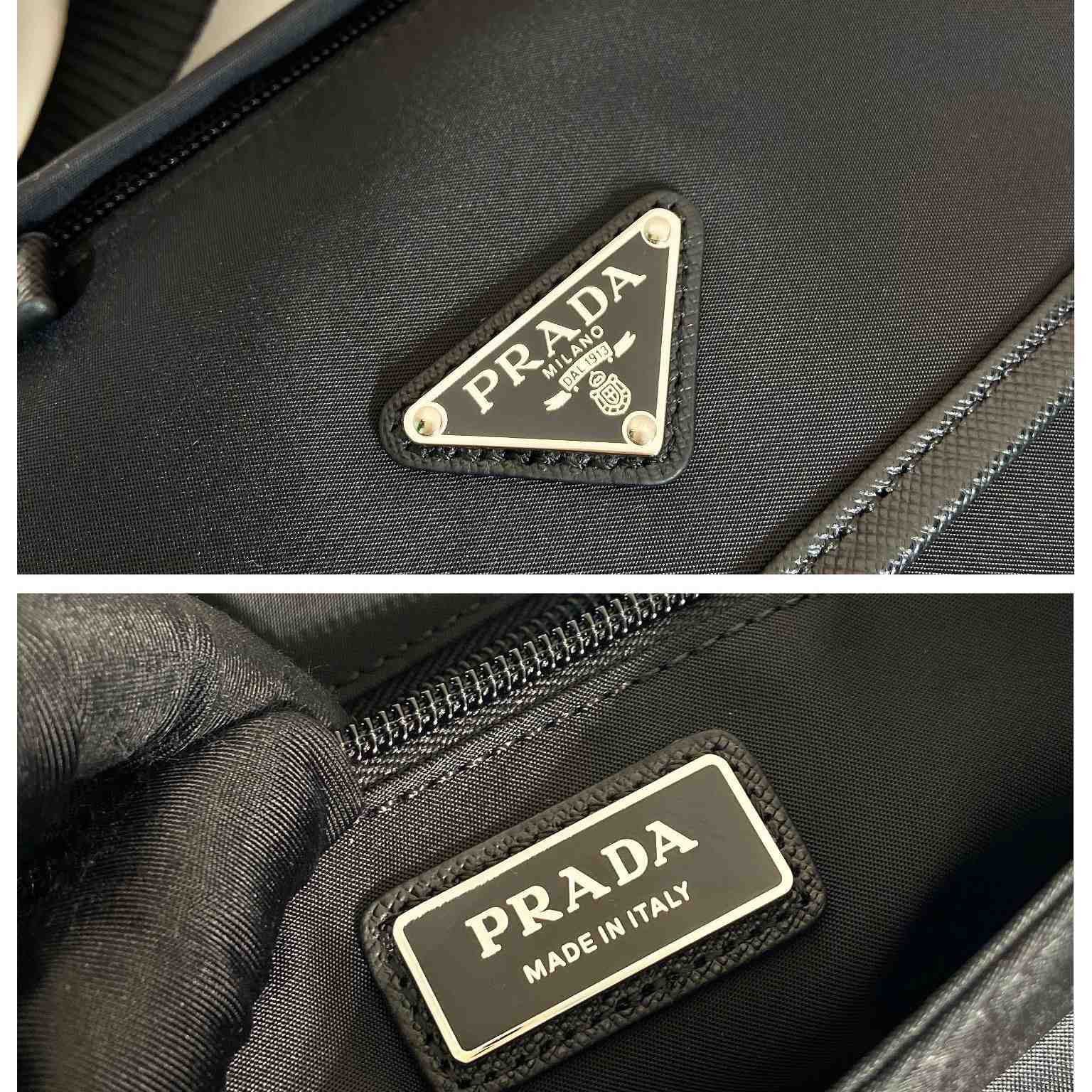 Prada Re-Nylon And Saffiano Leather Shoulder Bag - FashionPlug