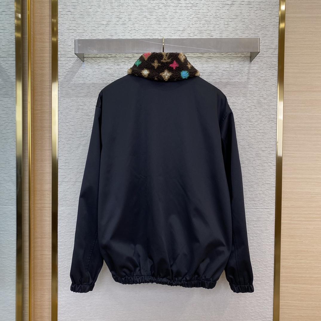 Louis Vuitton Cotton Aviator Jacket With Monogram Fleece Collar   - FashionPlug