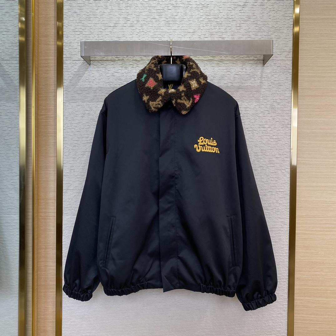 Louis Vuitton Cotton Aviator Jacket With Monogram Fleece Collar   - FashionPlug