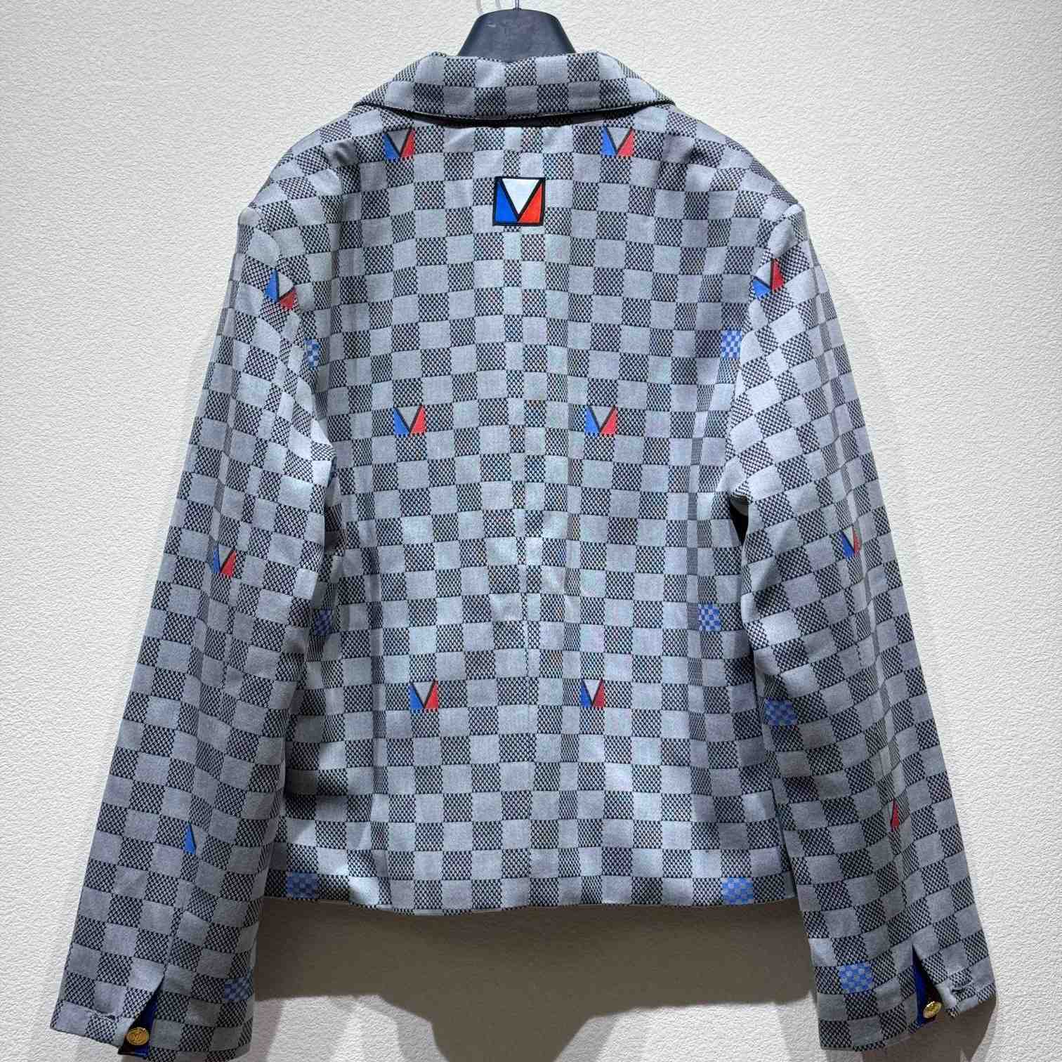 Louis Vuitton Damier Open Collar Cotton Overshirt   1AFVN2 - FashionPlug