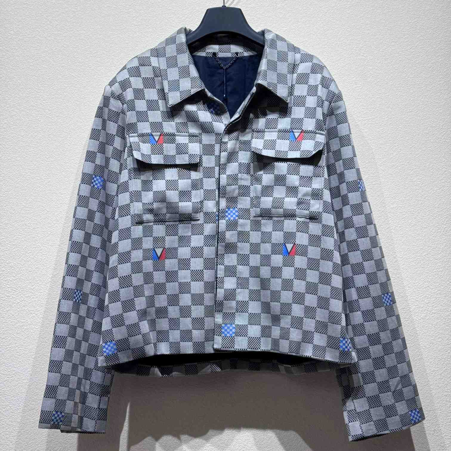 Louis Vuitton Damier Open Collar Cotton Overshirt   1AFVN2 - FashionPlug