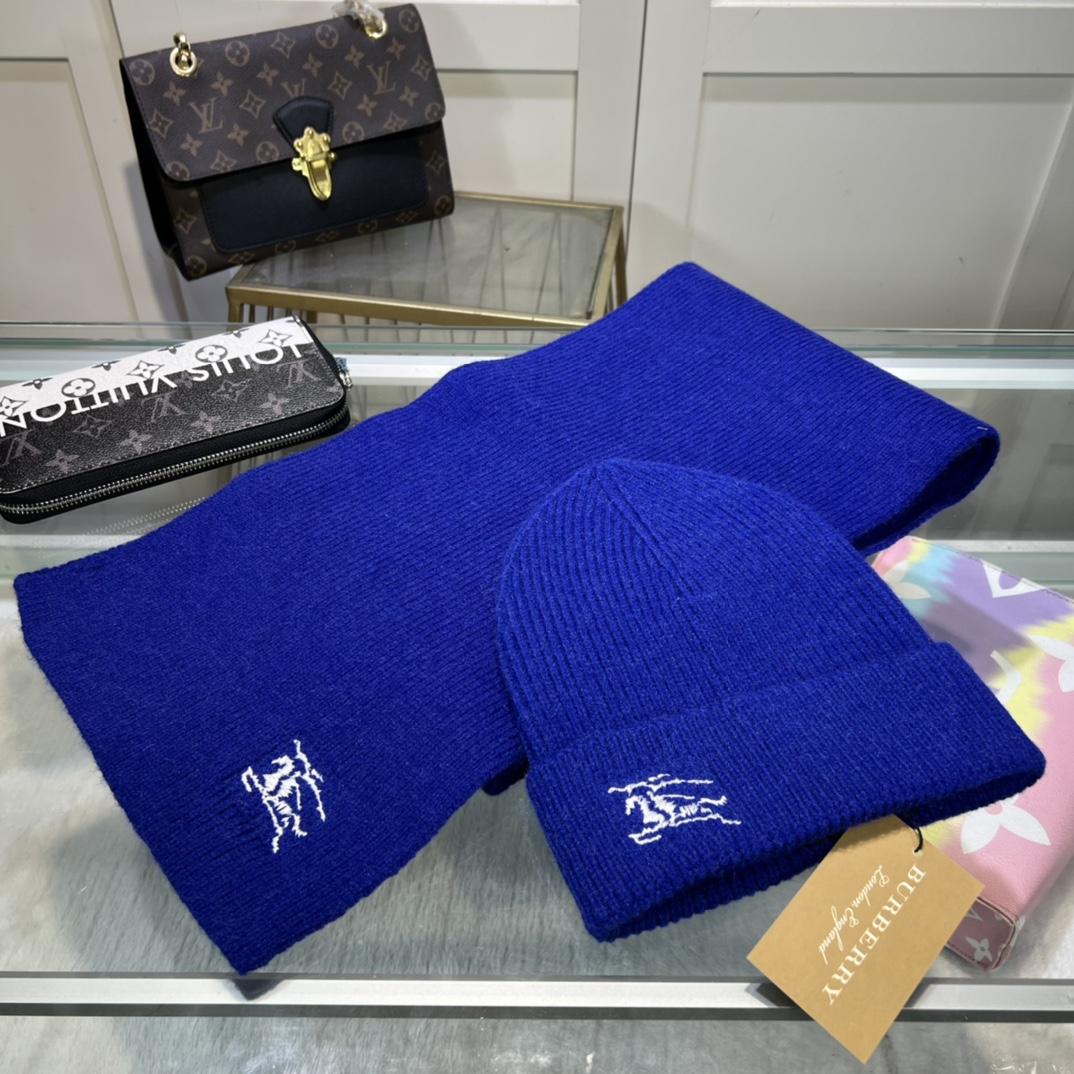 Burberry KD-embroidered Ribbed-knit Scarf & Beanie - FashionPlug
