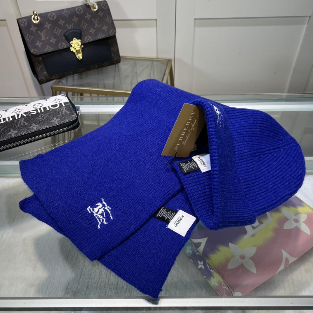 Burberry KD-embroidered Ribbed-knit Scarf & Beanie - FashionPlug