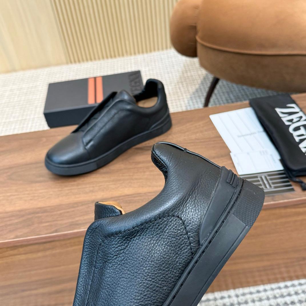Zegna Leather Sneakers - FashionPlug