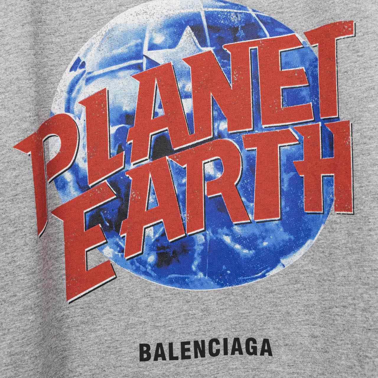 Balenciaga Planet Earth T-Shirt Oversized In Heather Grey  - FashionPlug