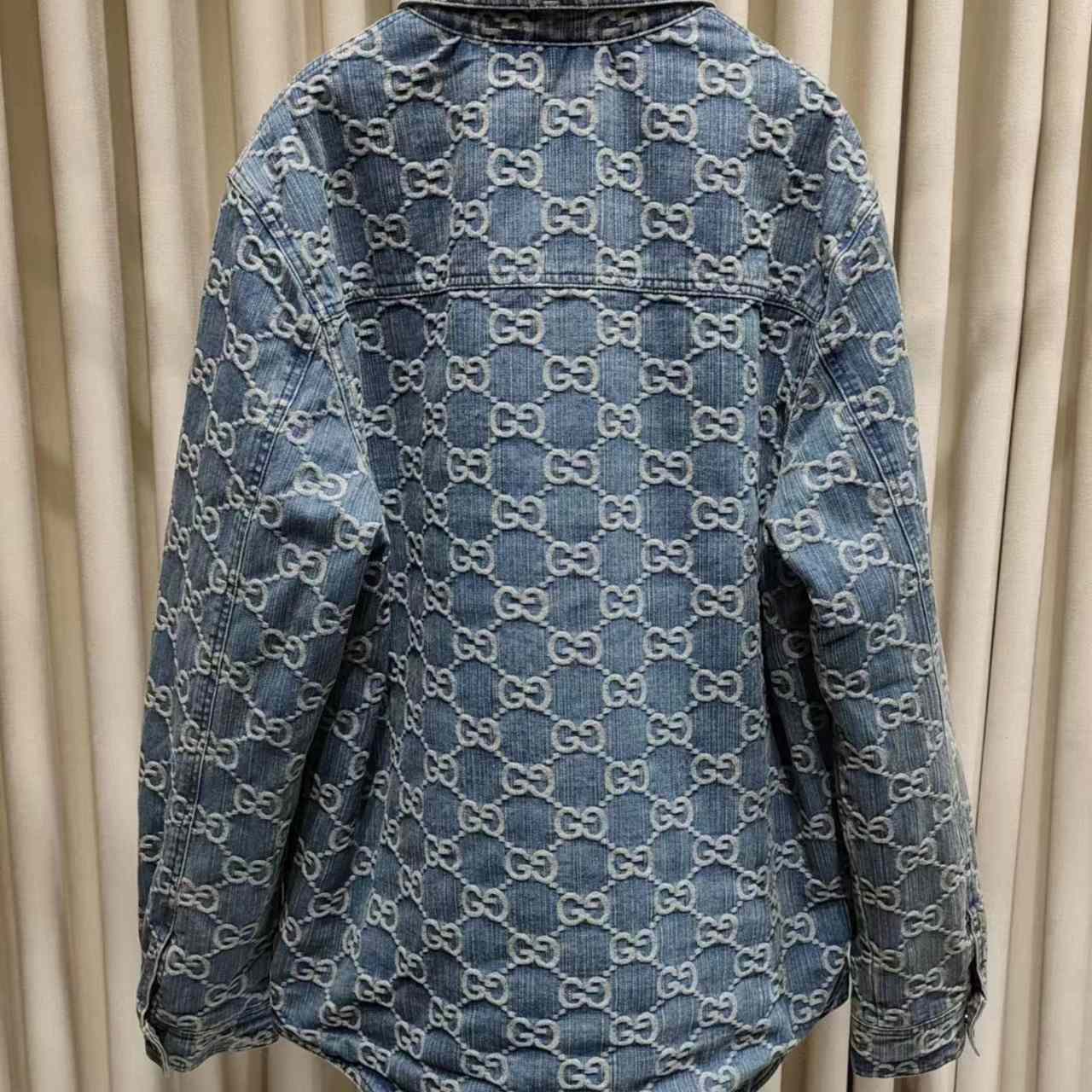 Gucci GG Jacquard Denim Shirt - FashionPlug