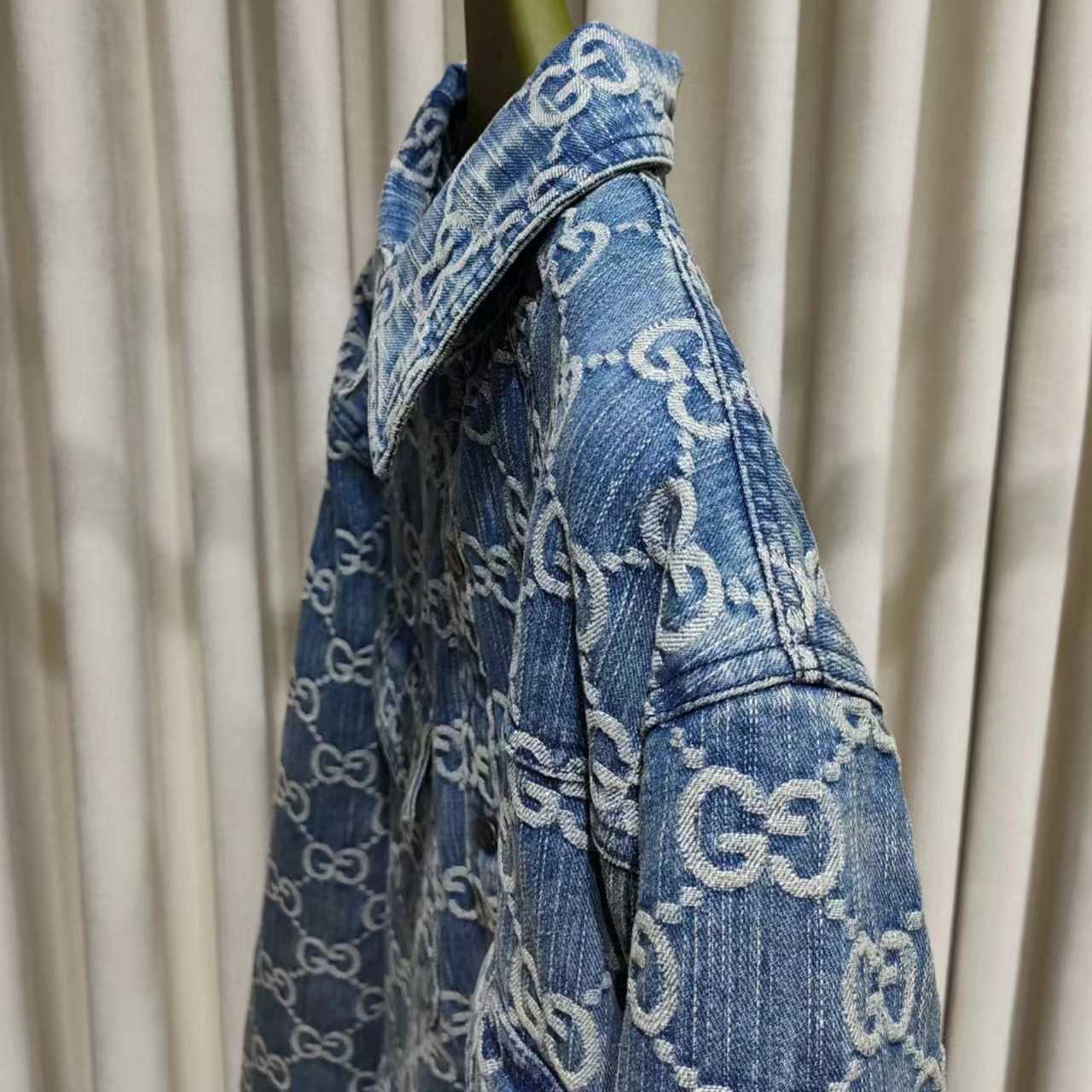 Gucci GG Jacquard Denim Shirt - FashionPlug