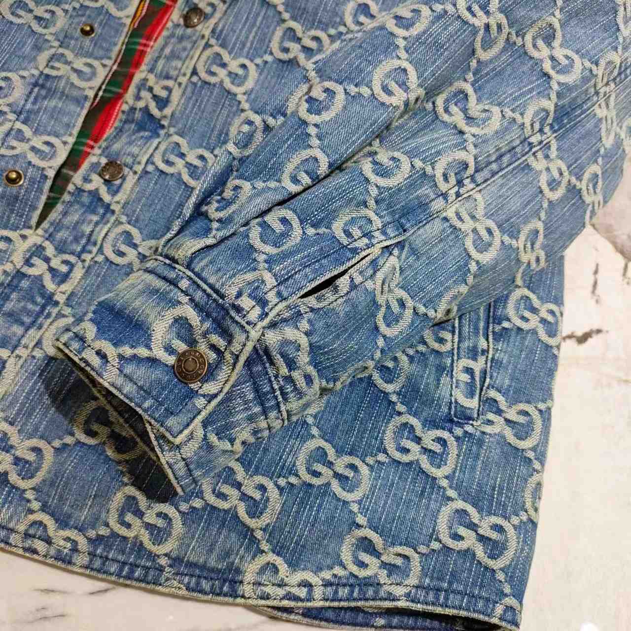 Gucci GG Jacquard Denim Shirt - FashionPlug