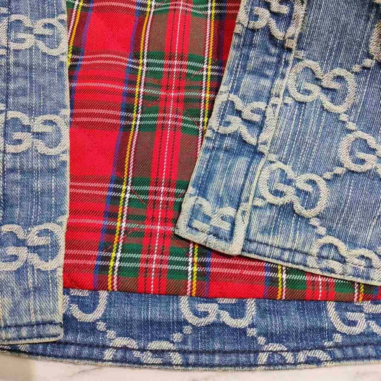 Gucci GG Jacquard Denim Shirt - FashionPlug