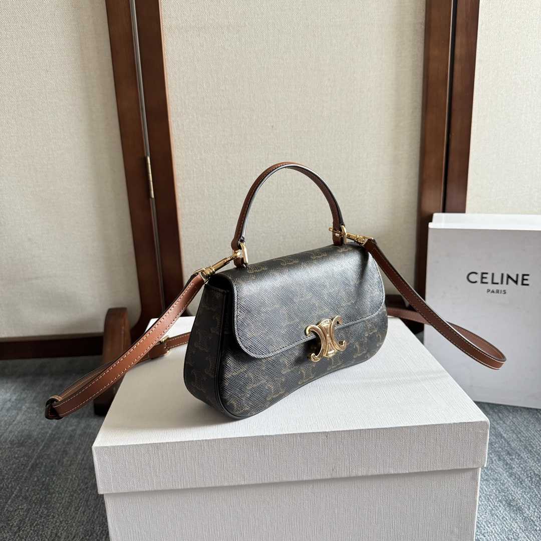 Celine Teen Celine Lola In Triomphe Canvas And Clafskin  - FashionPlug