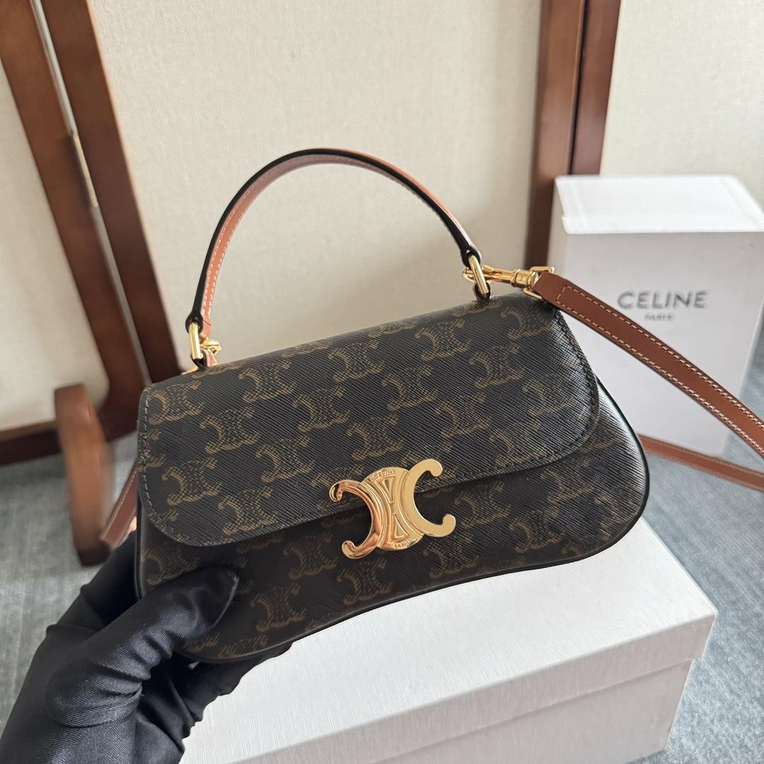 Celine Teen Celine Lola In Triomphe Canvas And Clafskin  - FashionPlug