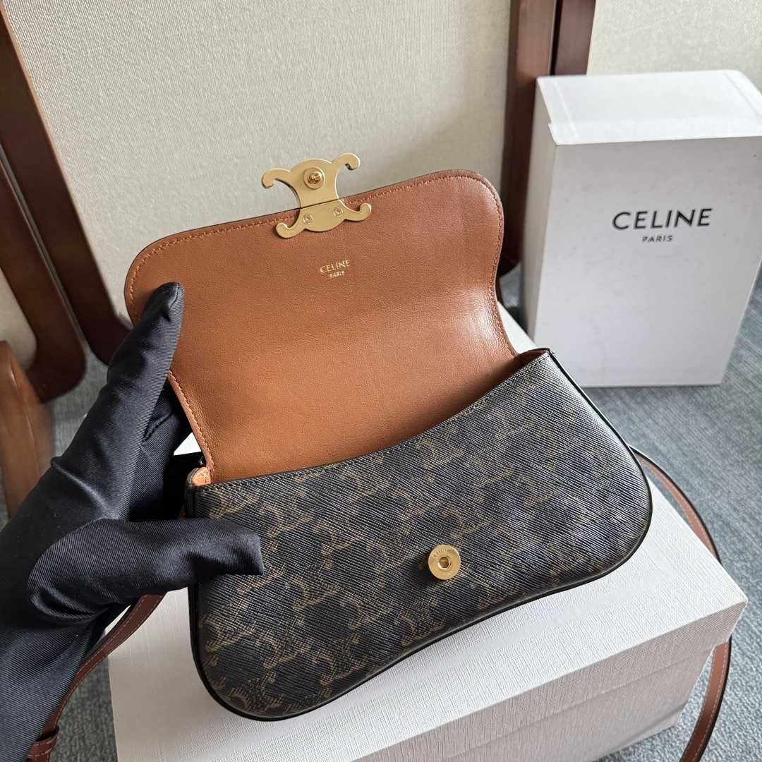Celine Teen Celine Lola In Triomphe Canvas And Clafskin  - FashionPlug