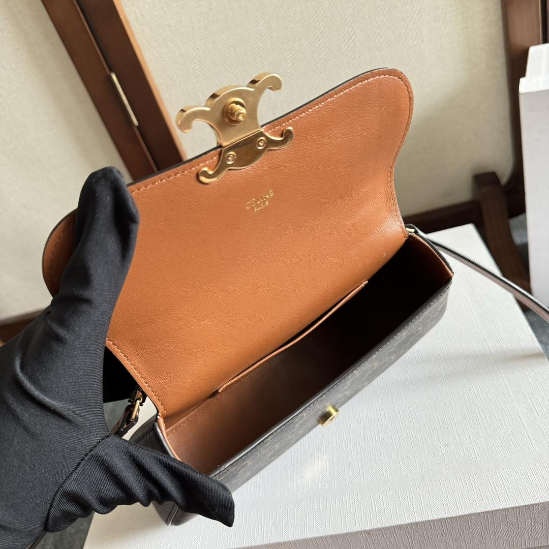 Celine Teen Celine Lola In Triomphe Canvas And Clafskin  - FashionPlug