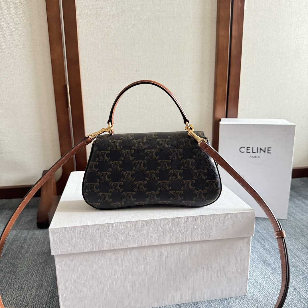 Celine Teen Celine Lola In Triomphe Canvas And Clafskin  - FashionPlug