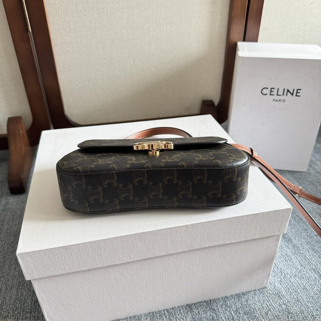 Celine Teen Celine Lola In Triomphe Canvas And Clafskin  - FashionPlug