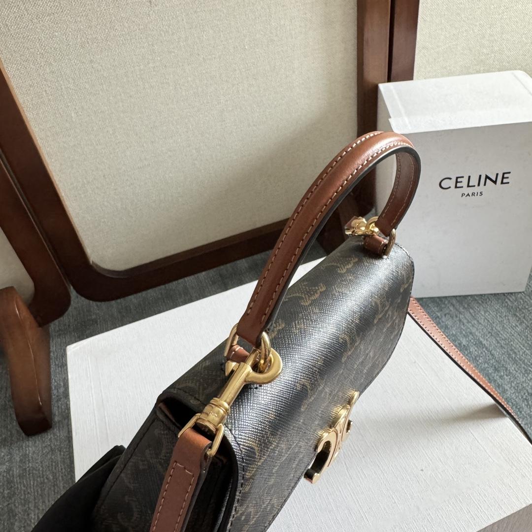Celine Teen Celine Lola In Triomphe Canvas And Clafskin  - FashionPlug
