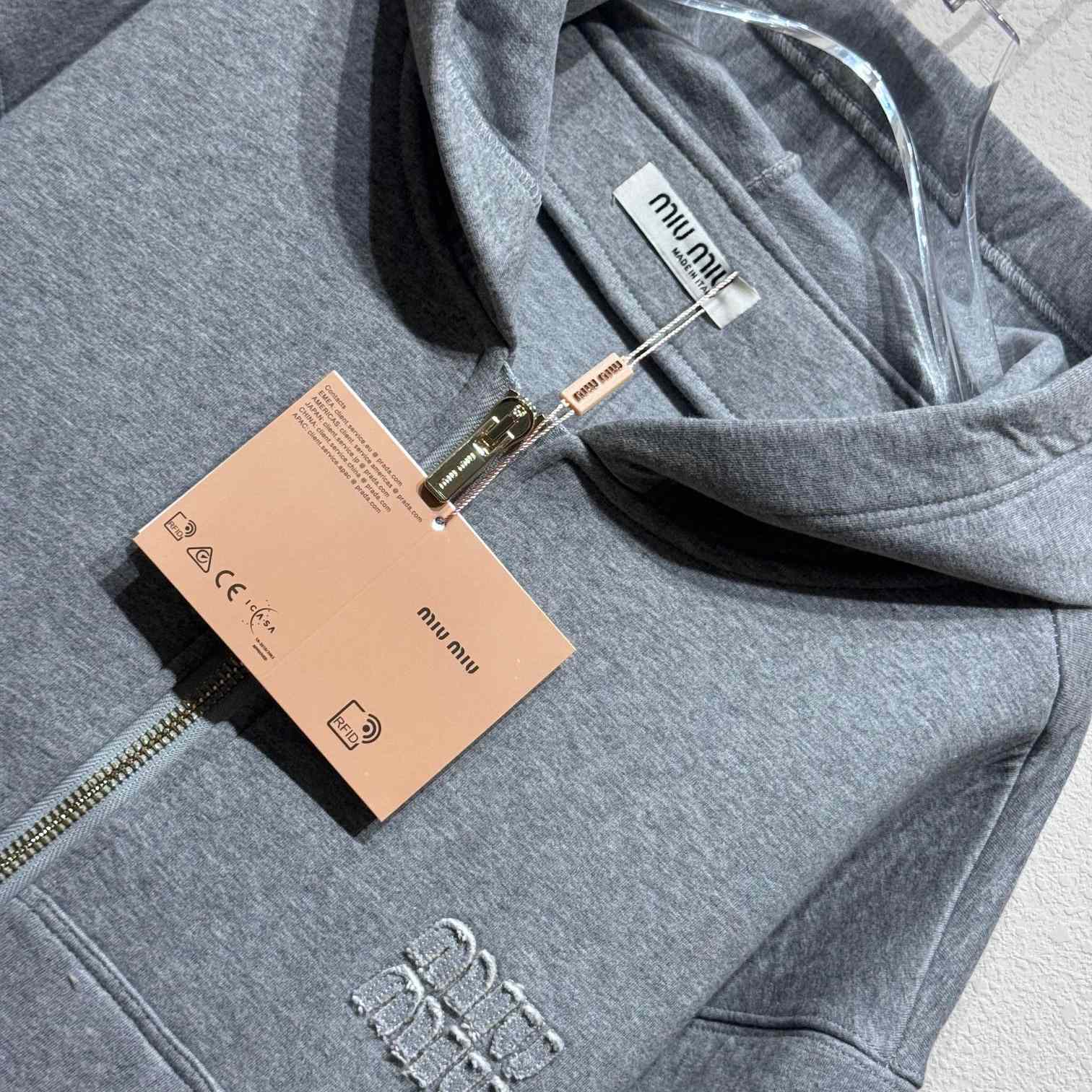 Miu Miu Cotton Zip-Up Hoodie - FashionPlug