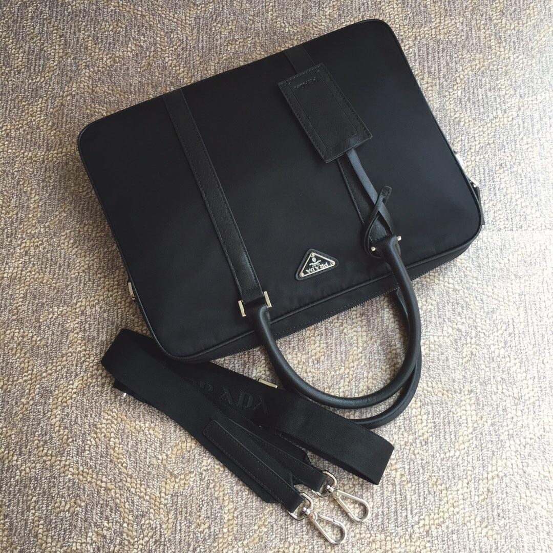 Prada Nylon Slim Briefcase Work Bag (36*28*6.5cm) - FashionPlug