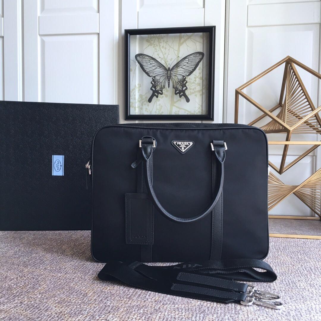 Prada Nylon Slim Briefcase Work Bag (36*28*6.5cm) - FashionPlug