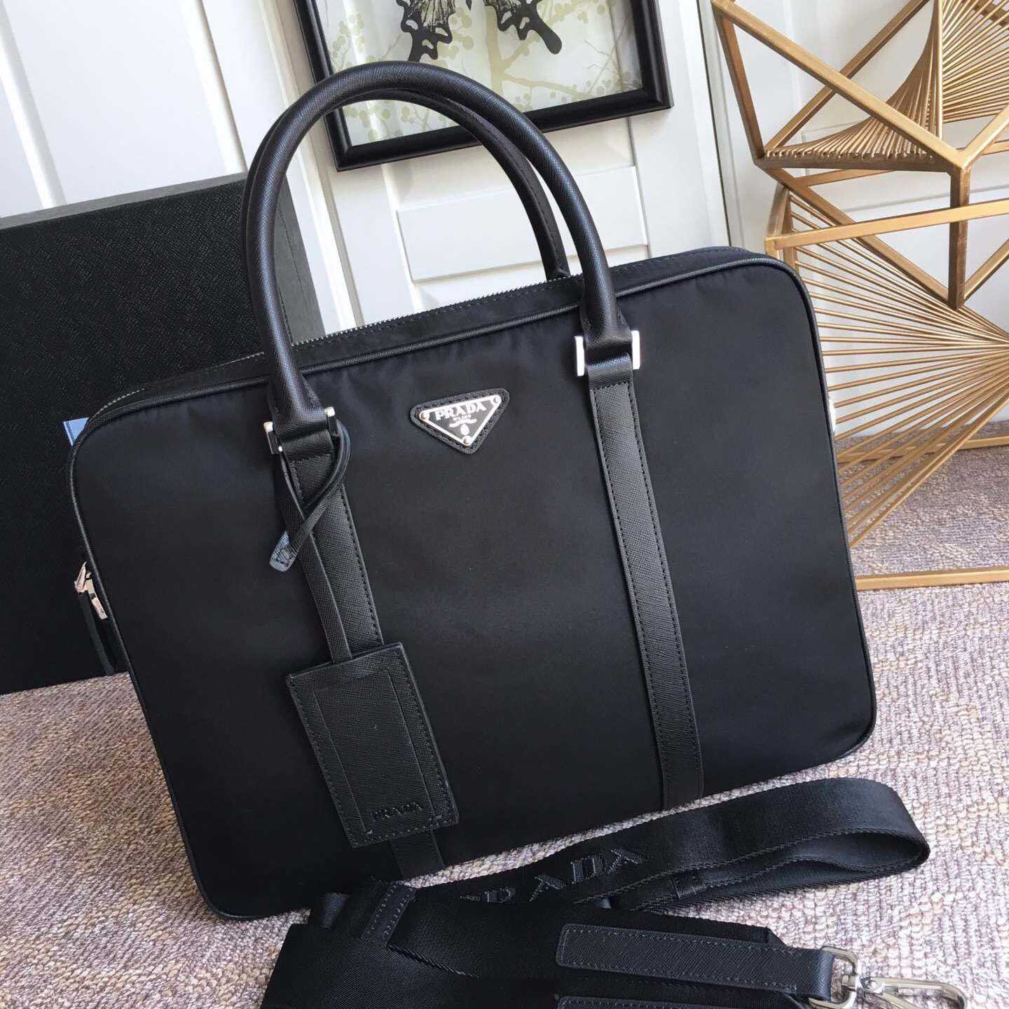 Prada Nylon Slim Briefcase Work Bag (36*28*6.5cm) - FashionPlug