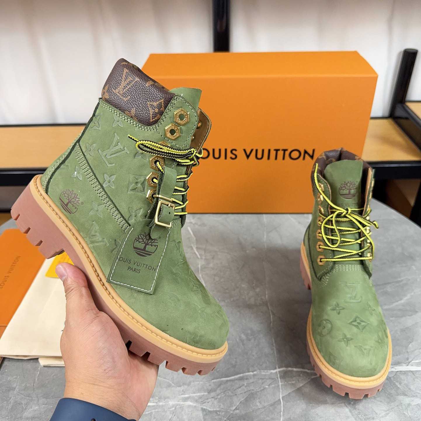 Louis Vuitton x Timberland Monogram Ankle Boot - FashionPlug