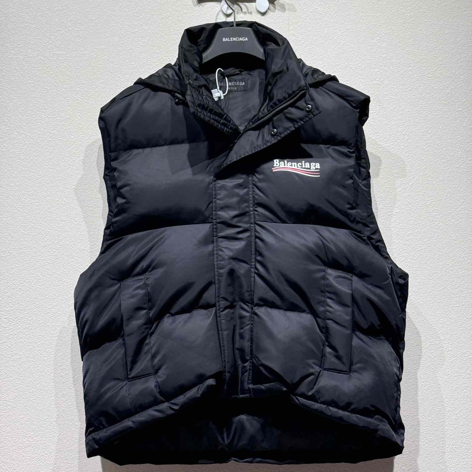 Balenciaga Political Campaign Cocoon Puffer Gilet - FashionPlug