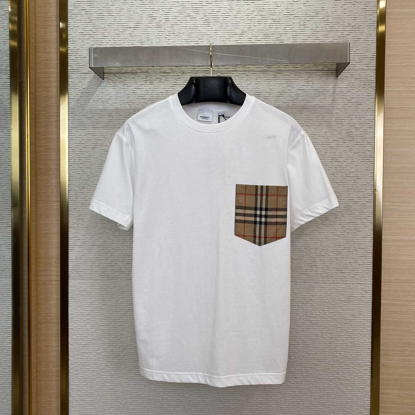 Burberry Check Pocket Cotton T-shirt - FashionPlug