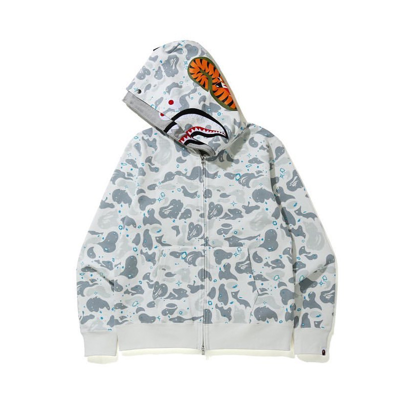 Bape Space Camo Shark Full Zip Double Hoodie - FashionPlug