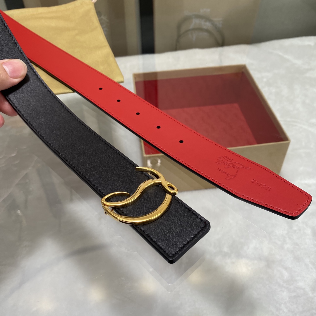 Christian Louboutin Logo Leather Belt  - FashionPlug