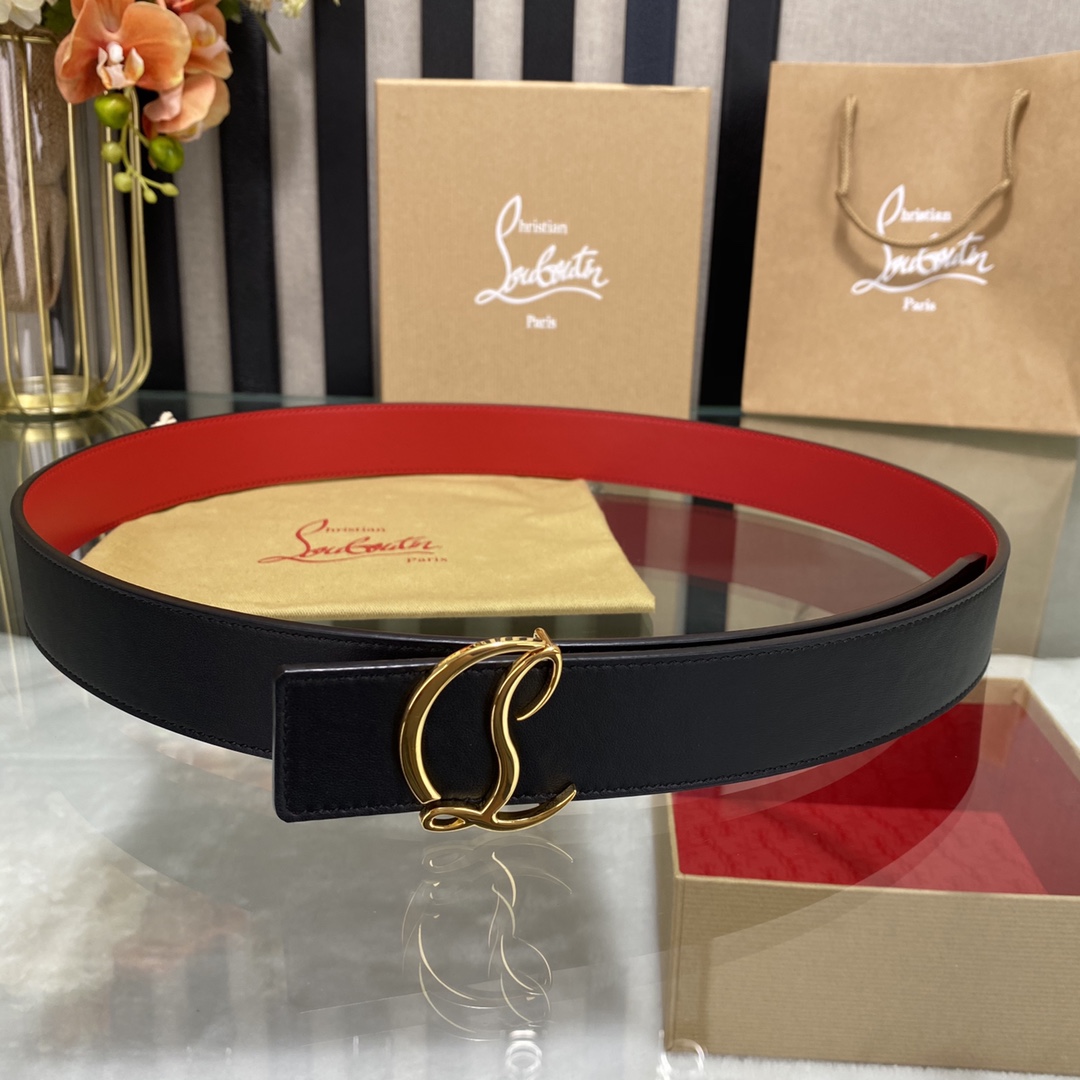 Christian Louboutin Logo Leather Belt  - FashionPlug